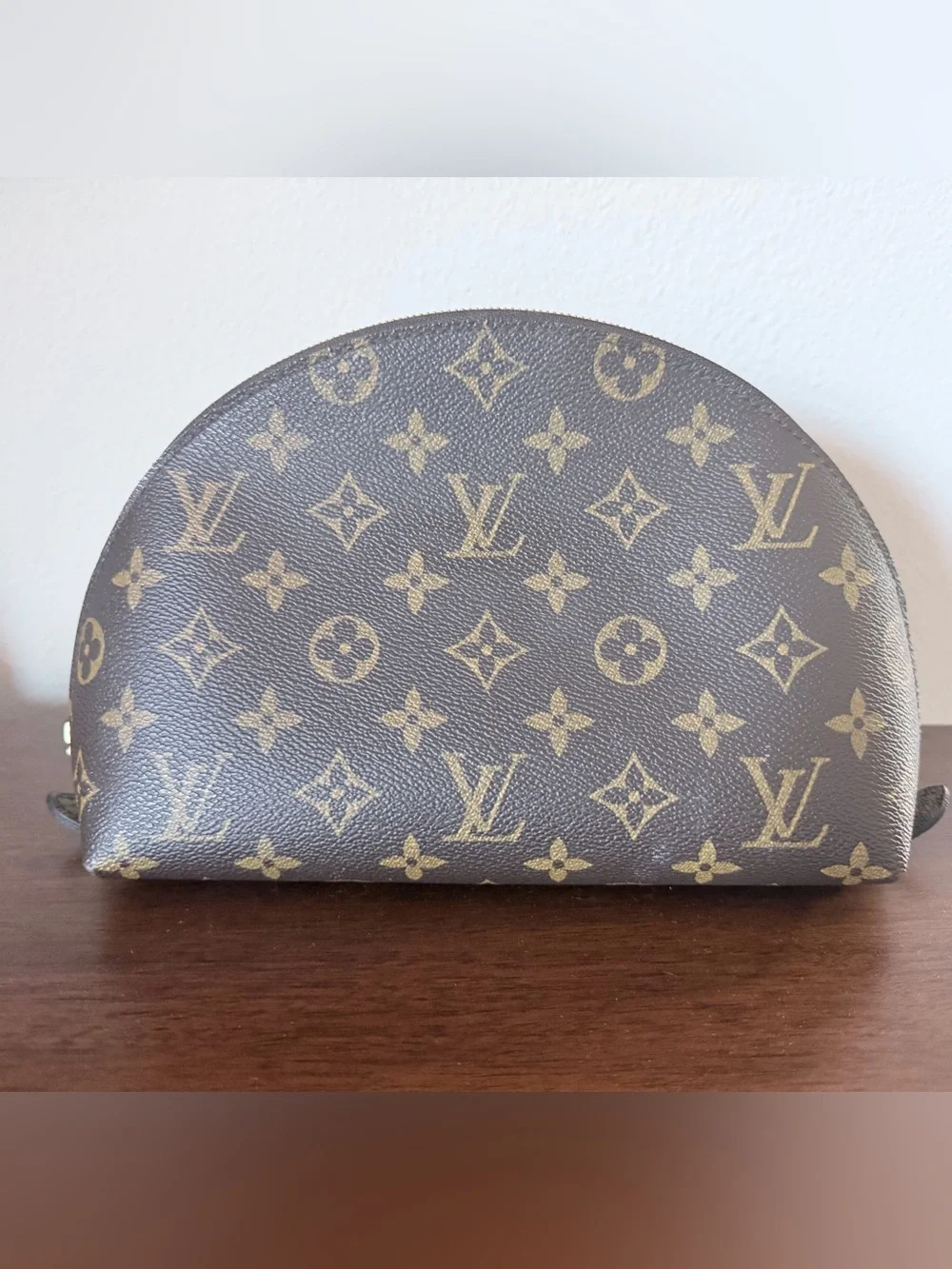 Louis Vuitton Monogram Cosmetic Pouch - Trousse Demi Ronde, Authentic